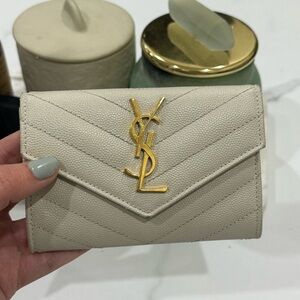 YSL Monogram Small Flap Wallet in Grained Leather